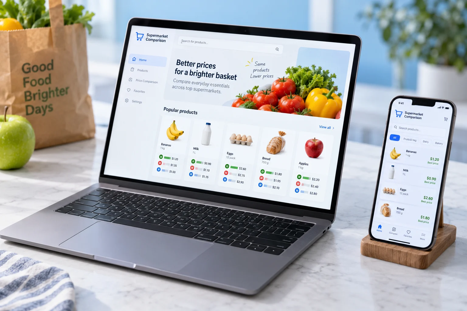 Supermarket Comparison concept visualization