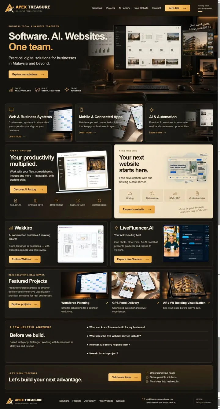 Apex Treasure website preview