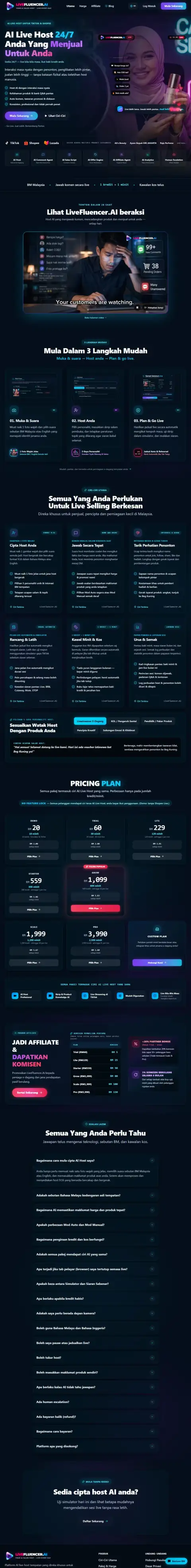 LiveFluencer.AI website preview