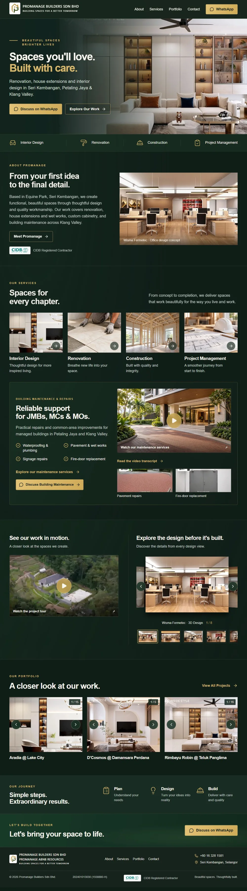 ProManage Builders website preview